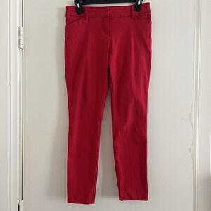 Women Ankle Chino Pants 29x24 Red Business Casual Polished Capsule Timeless Chic